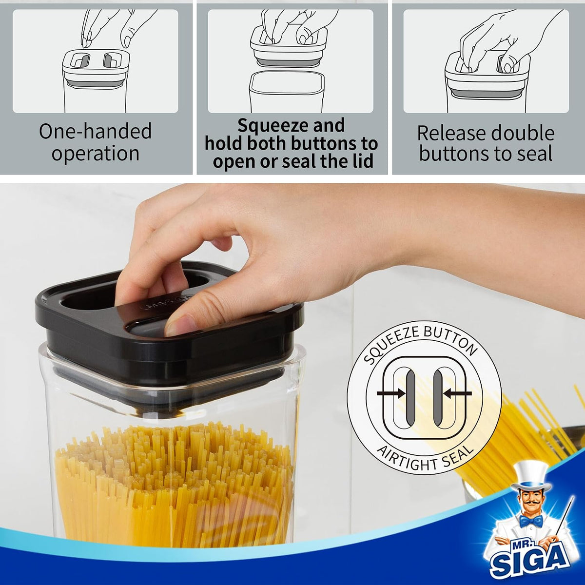 6 Piece Airtight Food Storage Container Set for Pantry Organization