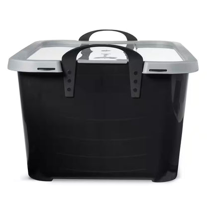 55 Qt Stackable Lidded Storage Containers in Black - Set of 6
