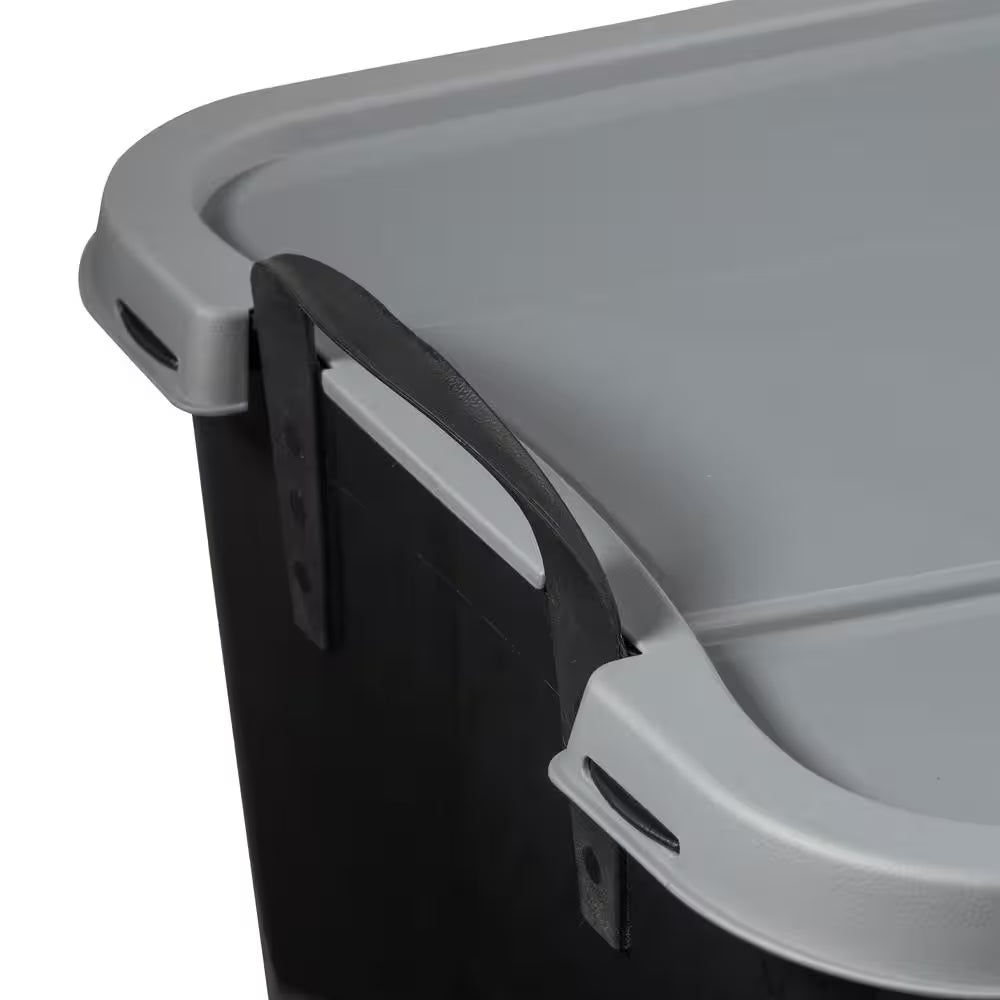 55 Qt Stackable Lidded Storage Containers in Black - Set of 6