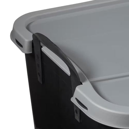 55 Qt Stackable Lidded Storage Containers in Black - Set of 6
