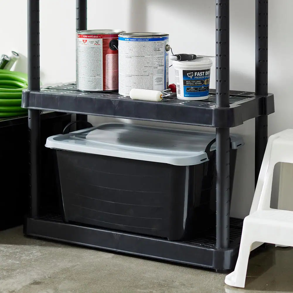 55 Qt Stackable Lidded Storage Containers in Black - Set of 6