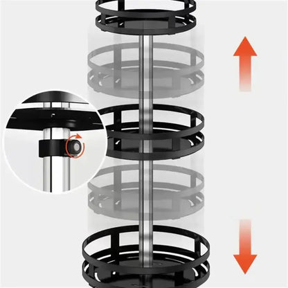 360° Rotation Carbon Steel Spice Rack Organizer Non-Skid Kitchen Storage Tray for Seasonings and Cans - Efficient Spice