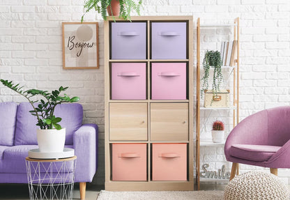 11" Storage Cube Bins (6-Pack) for Kid'S Nursery, Playroom, Home Organization - Pink, Orange, Purple