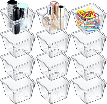 16 Pcs Stackable Clear Drawer Organizer 3" X 3" X 2" Storage Bins