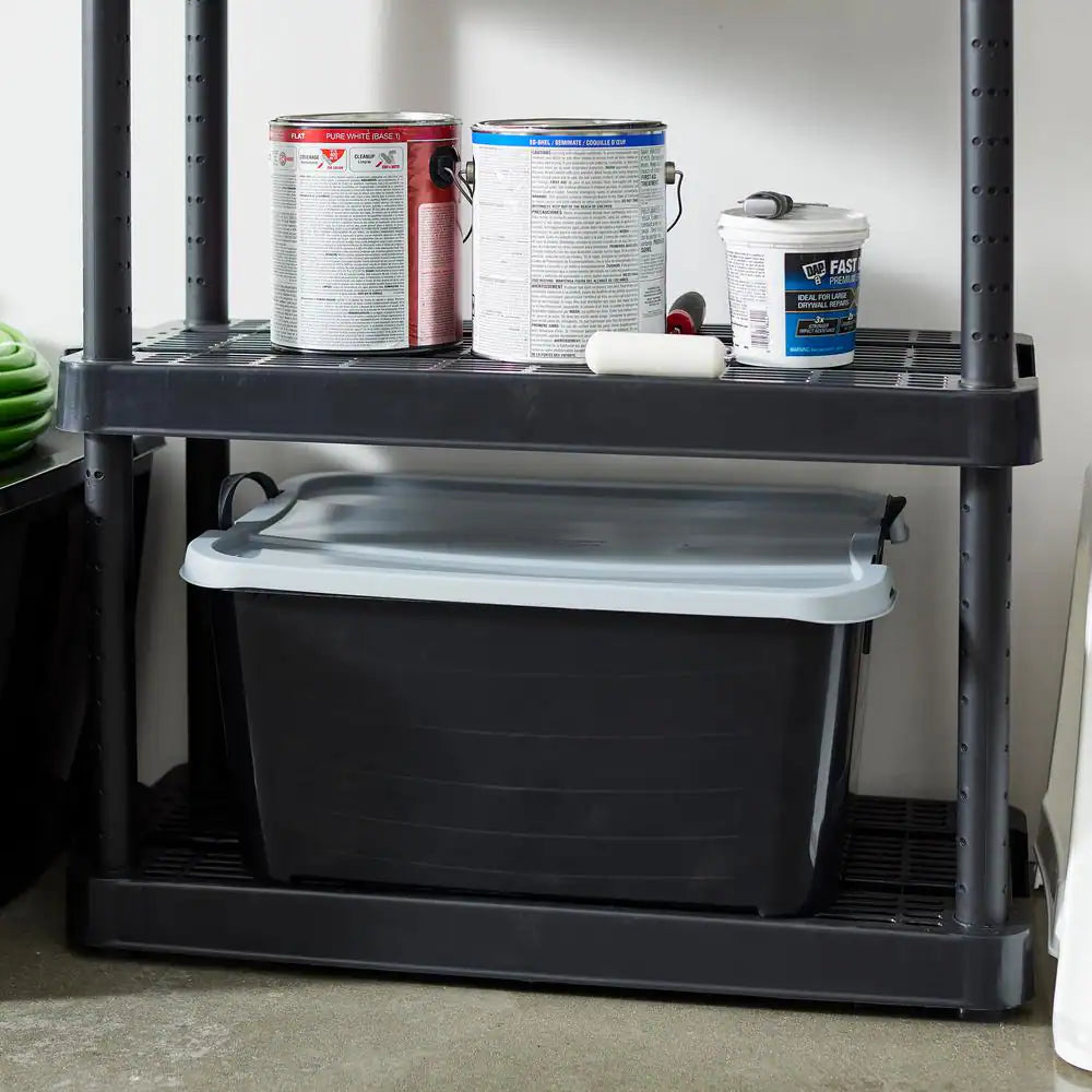 55 Qt Stackable Lidded Storage Containers in Black - Set of 6