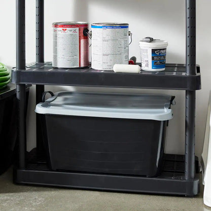 55 Qt Stackable Lidded Storage Containers in Black - Set of 6