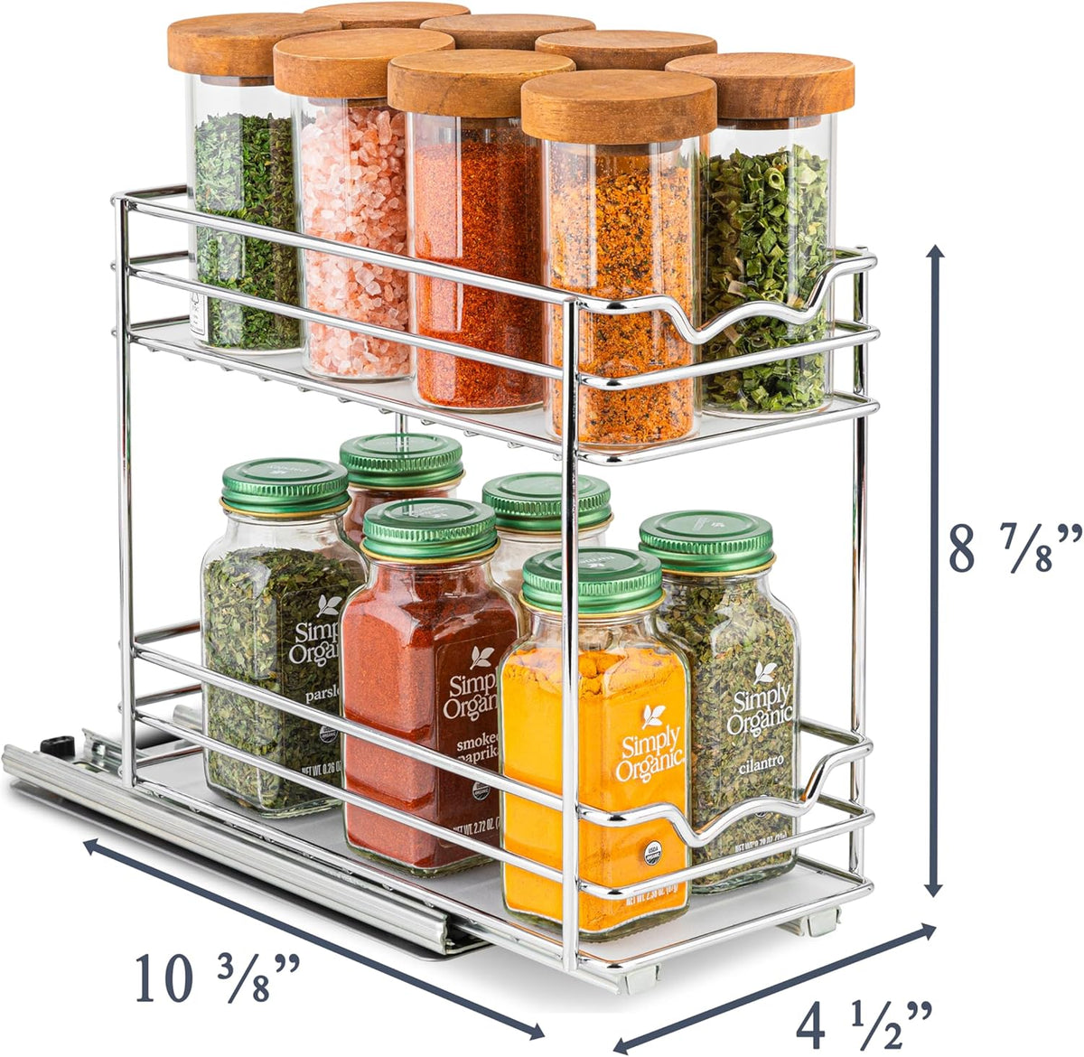 Pull Out Spice Rack for Cabinet, Spice Organizer 4-1/2"W X10-3/8"D X8-7/8"H