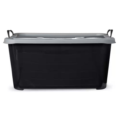 55 Qt Stackable Lidded Storage Containers in Black - Set of 6